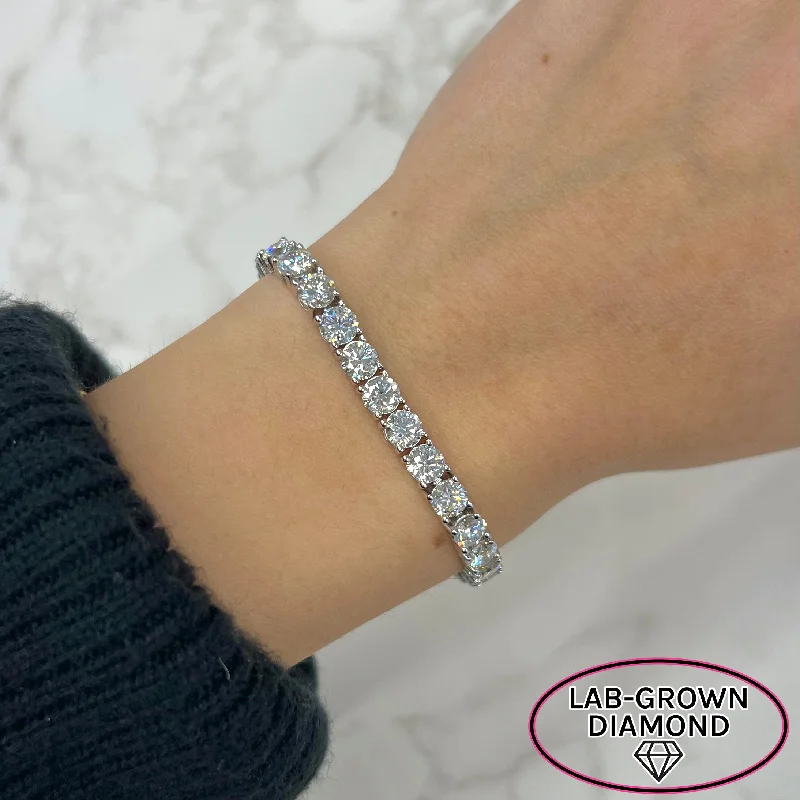 14K GOLD 14.00 CT LAB GROWN DIAMOND TENNIS BRACELET