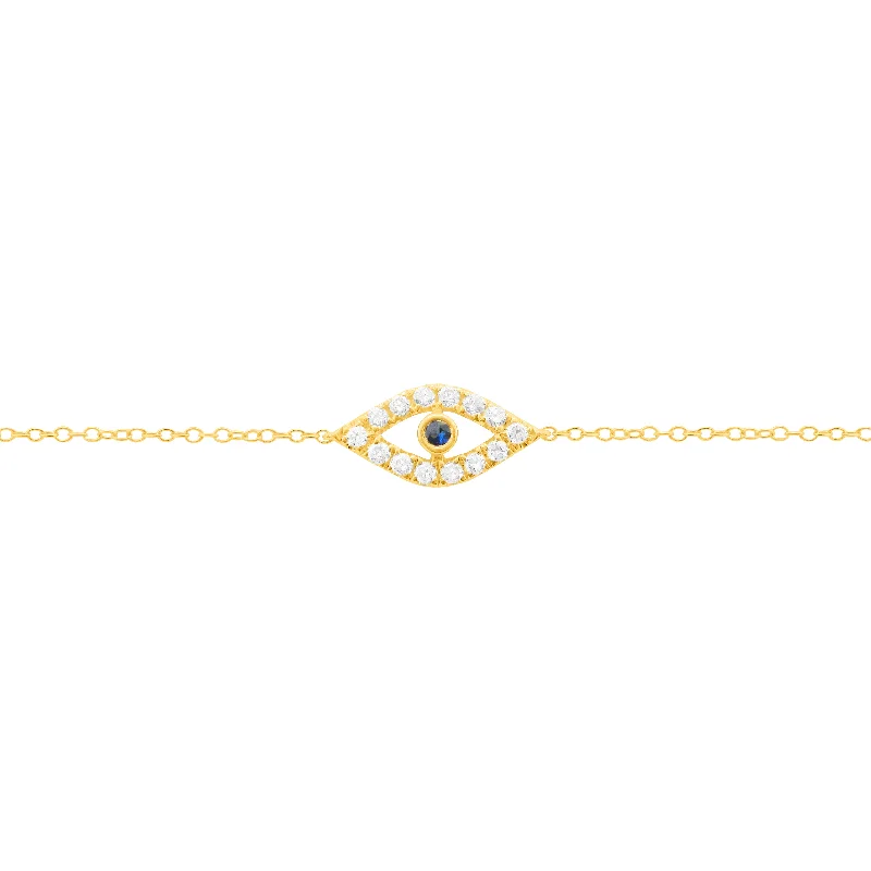 14K GOLD DIAMOND SAPPHIRE EVA EYE BRACELET