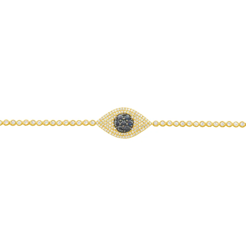 14K GOLD DIAMOND SAPPHIRE OLIVIA EYE BRACELET