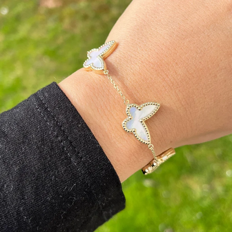 14K GOLD MOTHER OF PEARL JENNA BUTTERFLY BRACELET