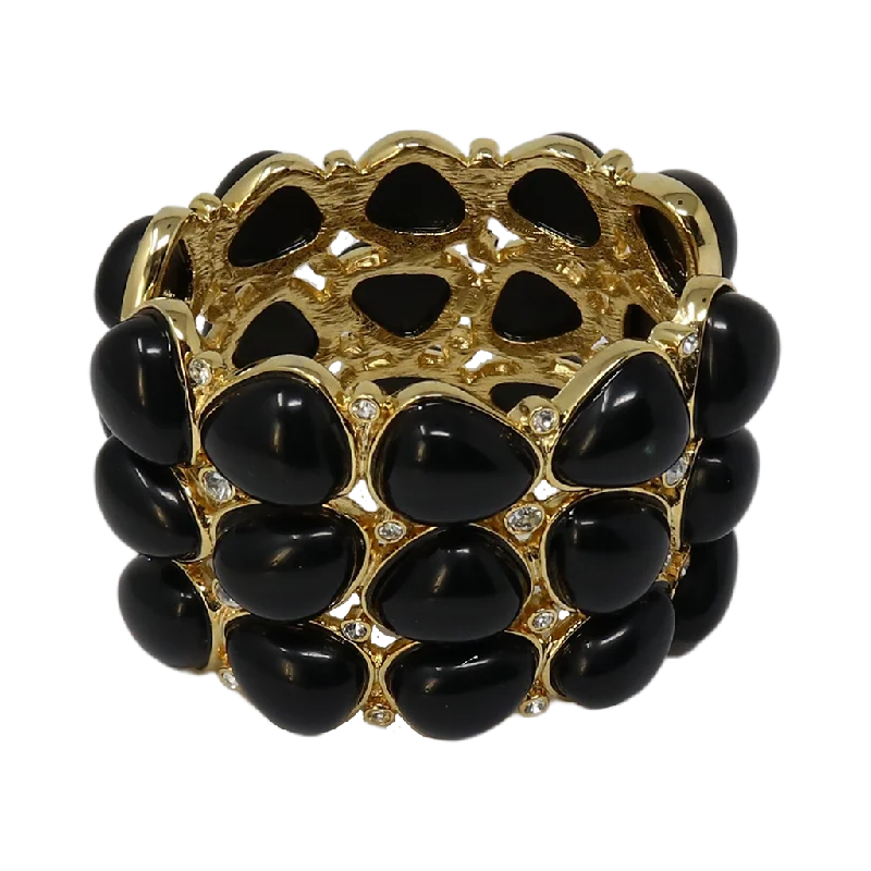 3 Row Gold Black Rounded Bracelet