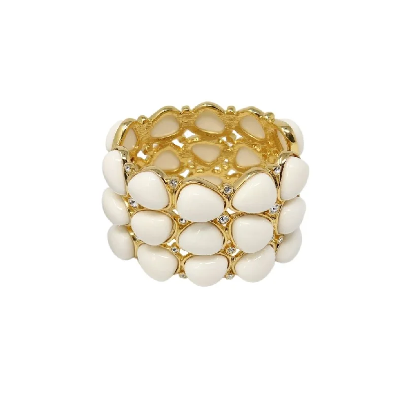 3 Row White Rounded Bracelet