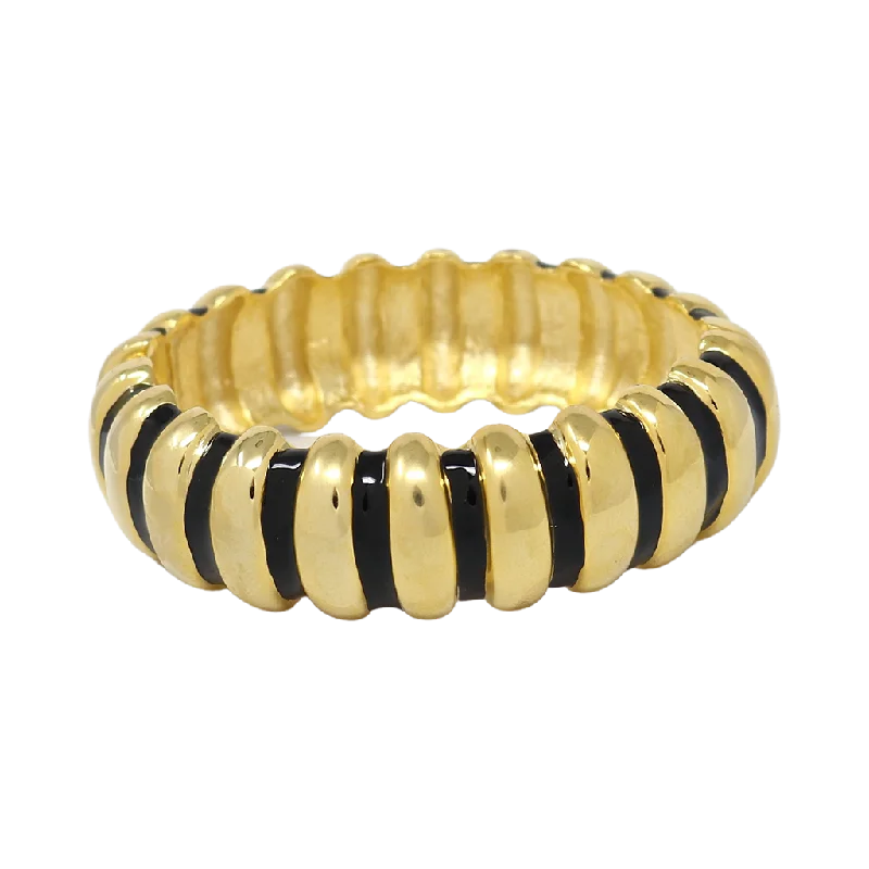 Black Enamel Ribbed Bracelet