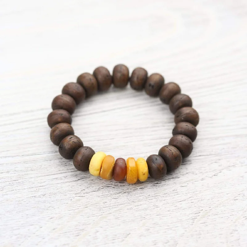 Bodhi Seed and Amber Wrist Mala