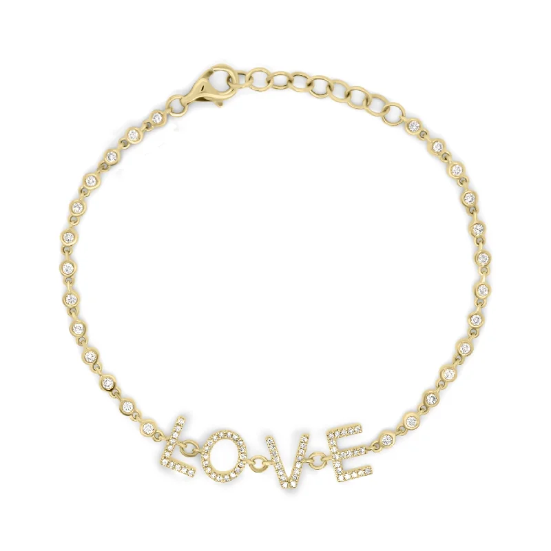 Bezel-Set Diamond LOVE Link Bracelet