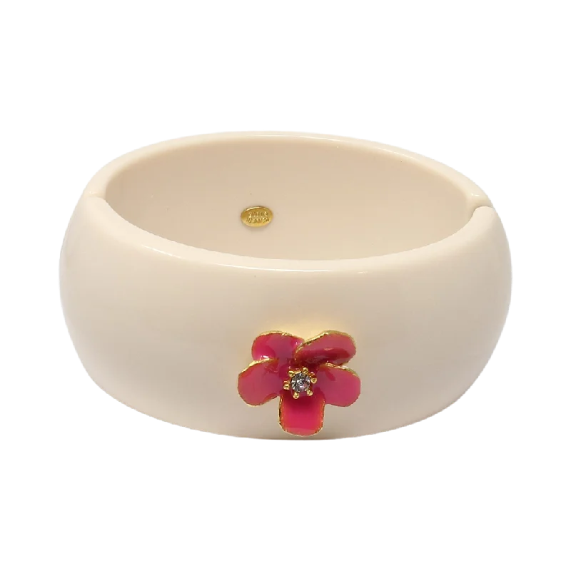 Gold & Pink Enamel Flower Cuff