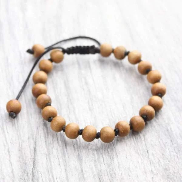 Hand Knotted Real Sandalwood Bracelet