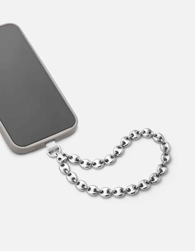 Pyper Puff Chain Phone Strap, Sterling Silver