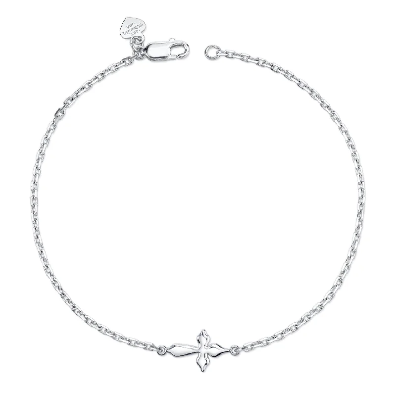 14K White Gold Kids Cross Bracelet