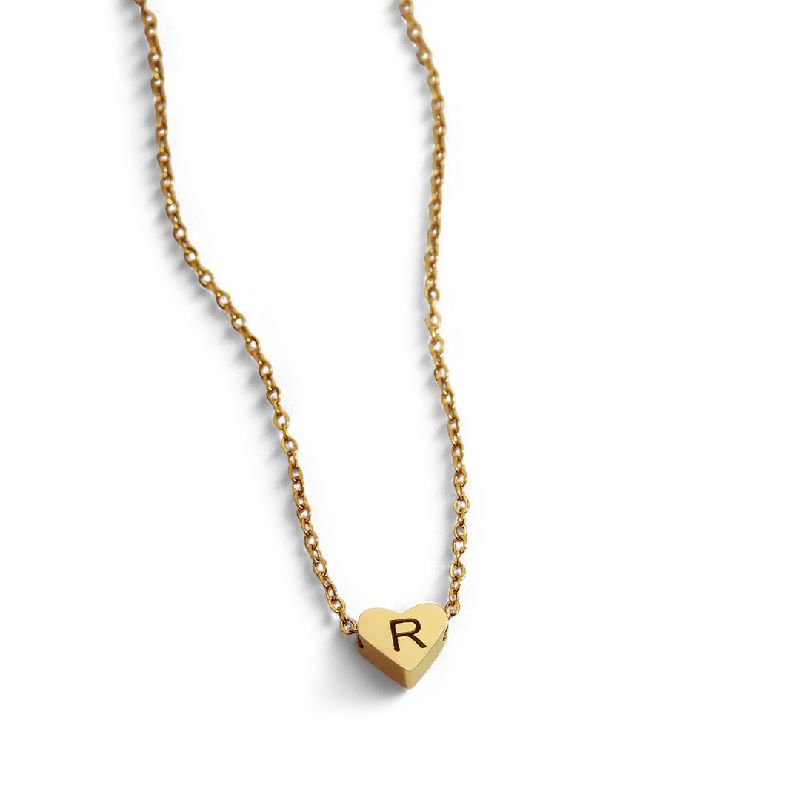 Dainty Heart Initial Necklace