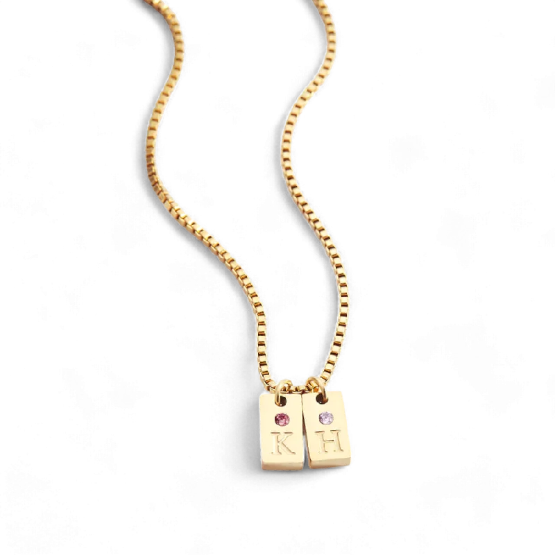 Dainty Pave Initial Tag Necklace