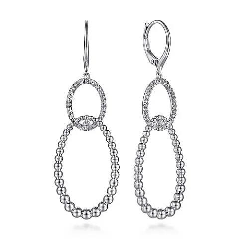 Gabriel & Co. White Sapphire Bujukan Twisted Oval Drop Earrings in Sterling Silver