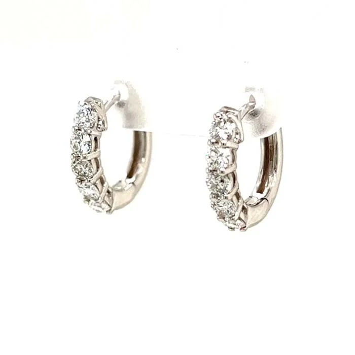 Mountz Collection .75-.81CTW 5-Stone Round Huggie Earrings in 14K White Gold