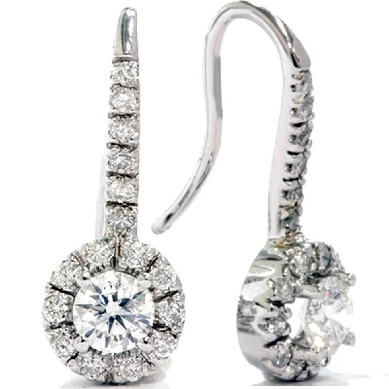 1 1/20ct Pave Halo Diamond Earrings White Gold