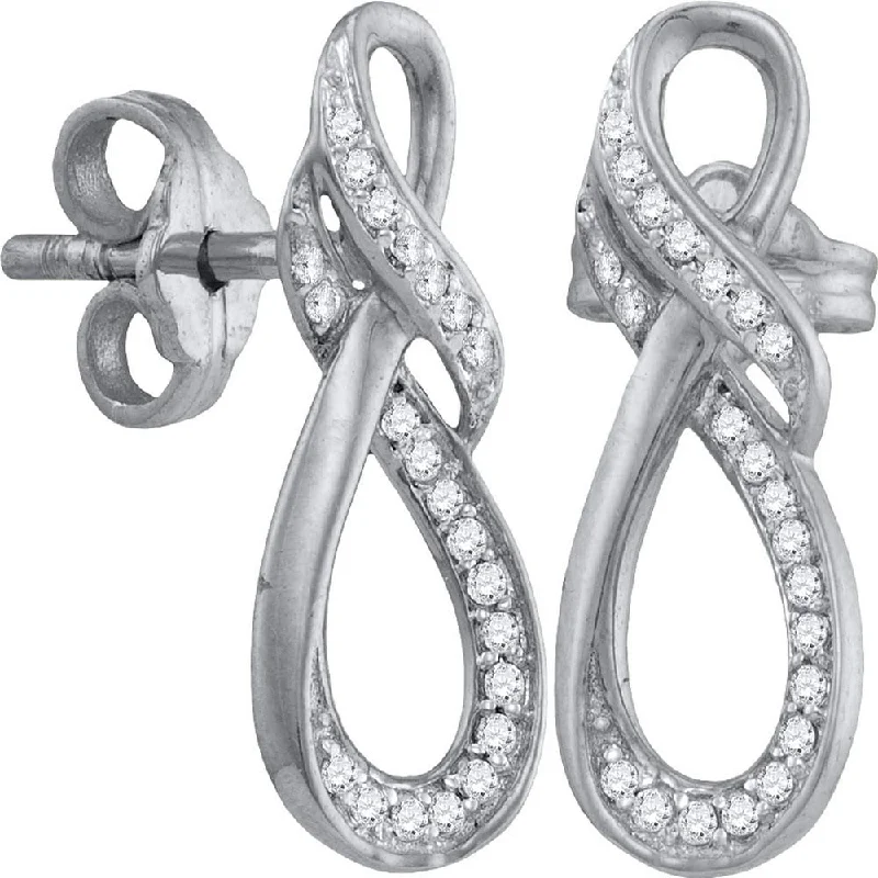 10k White Gold 1/6 Carat Round Diamond Fashion Earrings for Women