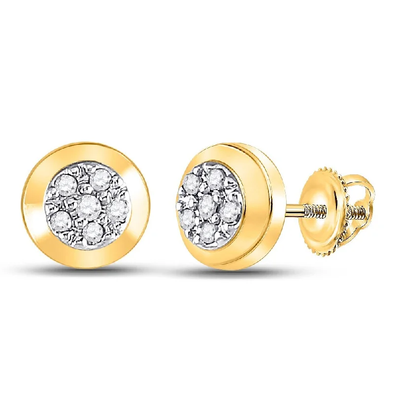 10k Yellow Gold 1/12 Carat Round Diamond Cluster Earrings for Women