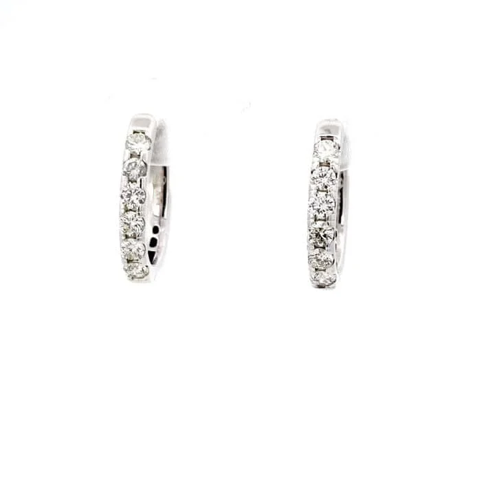 Mountz Collection Oval Diamond Huggie Earrings in 14K White Gold