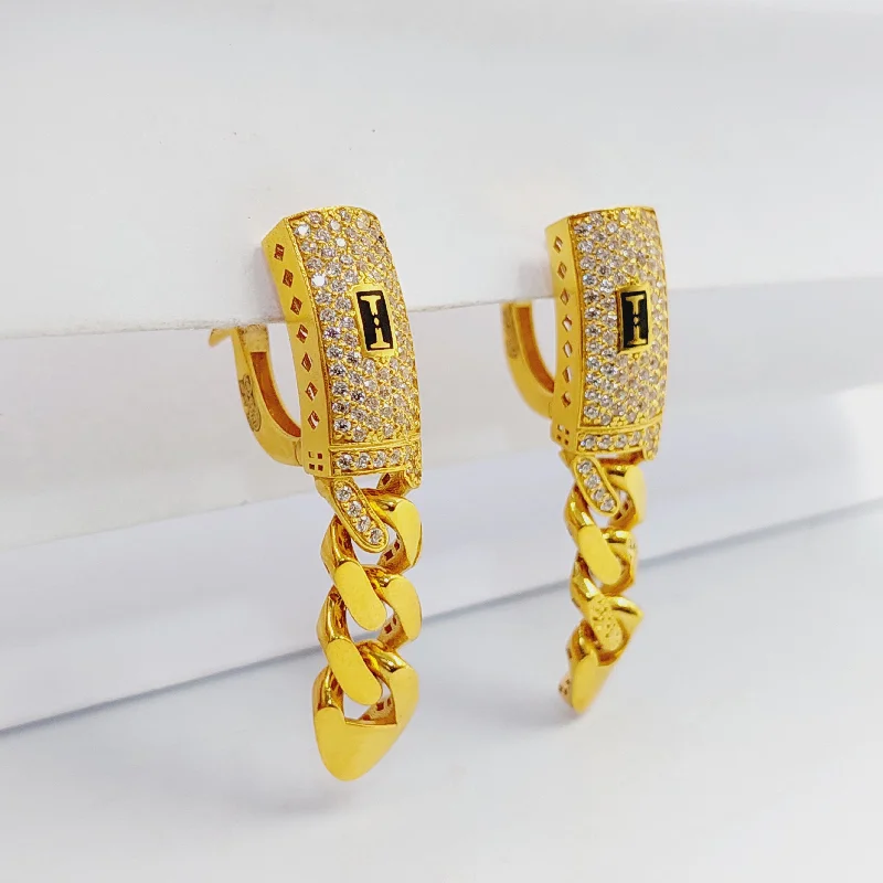 Zircon Studded Cuban Links Earrings