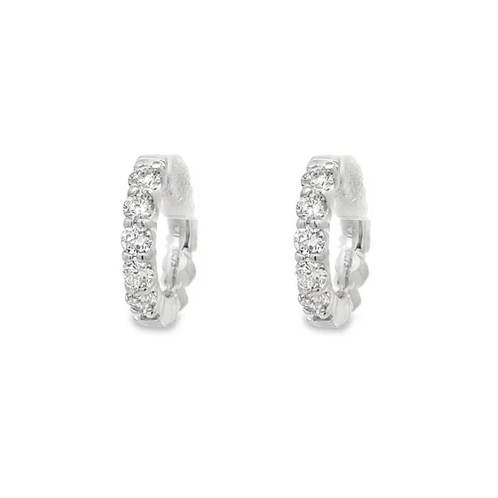 Mountz Collection Diamond Round Huggie Earrings in 14K White Gold