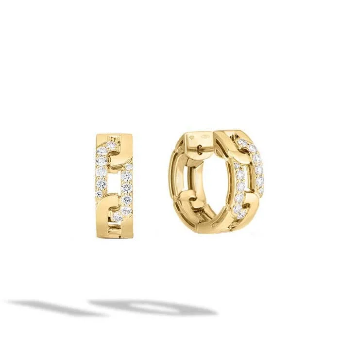 Roberto Coin Navarra Diamond Huggie Earrings in 18K Yellow Gold