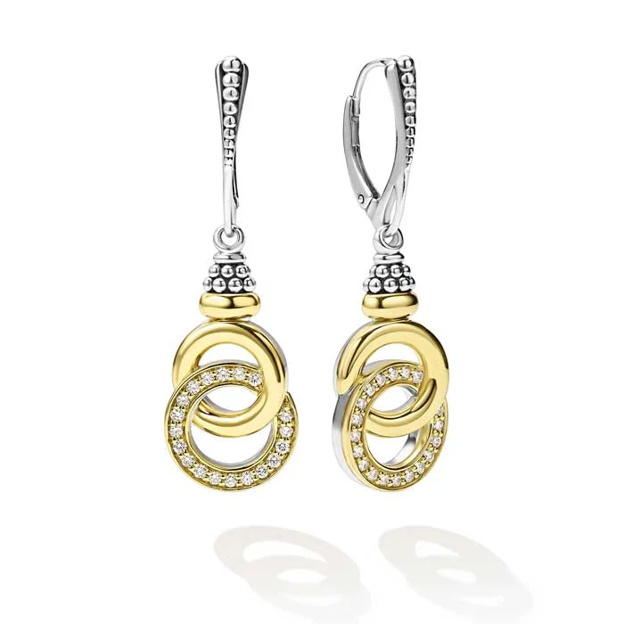 LAGOS Interlocking Diamond Drop Earrings in 18K Yellow Gold and Sterling Silver