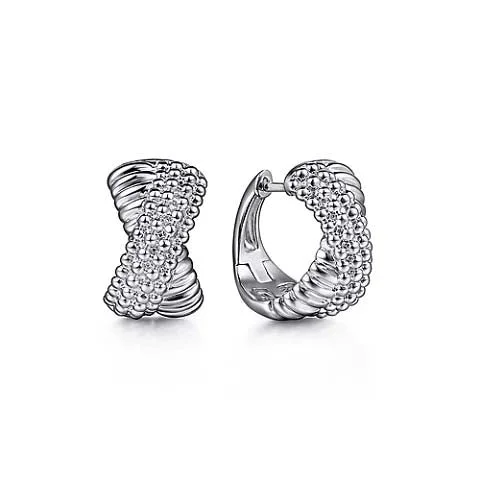 Gabriel & Co. Bujukan Criss-Cross Huggie Earrings in Sterling Silver