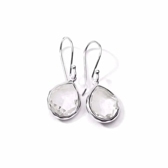 Ippolita Rock Candy Collection Mini Teardrop Clear Quartz Earrings in Sterling Silver