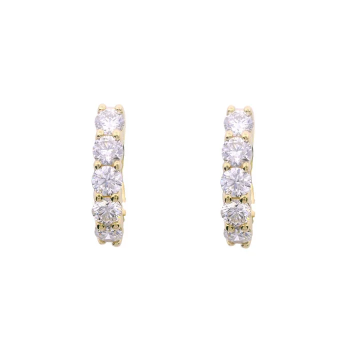 Mountz Collection Round Diamond Huggie Earrings in 14K Yellow Gold