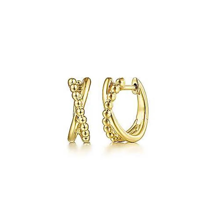 Gabriel & Co. Bujukan Criss-Cross Huggie Earrings in 14K Yellow Gold