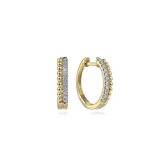 Gabriel & Co. Bujukan Pavé Diamond Huggie Earrings in 14K Yellow Gold