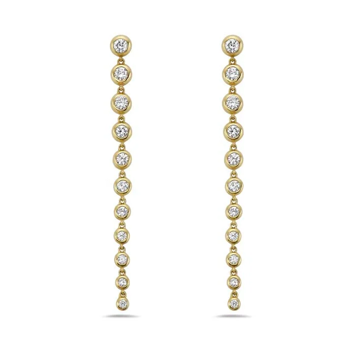 Charles Krypell Diamond Bezel Drop Earrings in 18K Yellow Gold