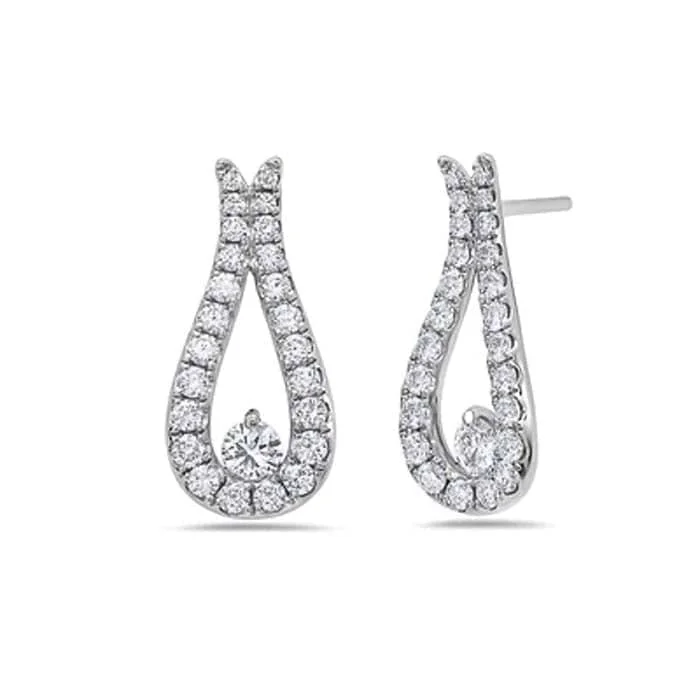 Charles Krypell Diamond Teardrop Earrings in 18K White Gold