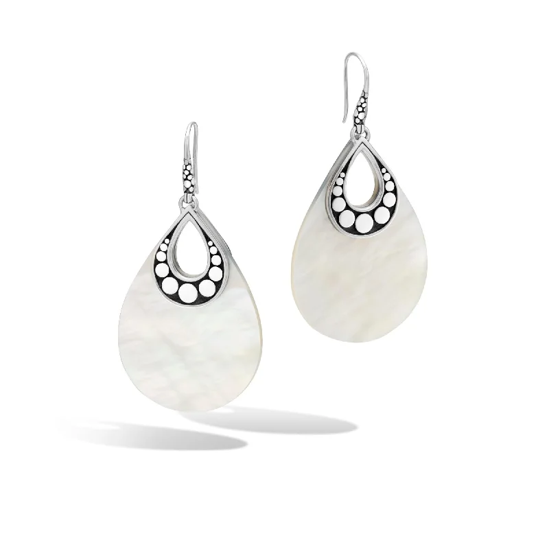 John Hardy Mother of Pearl Dot Drop Earrings in Sterling Silver