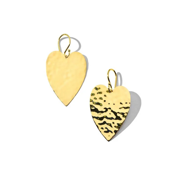 Ippolita Large Heart Crinkle Earrings in 18K Yellow Gold