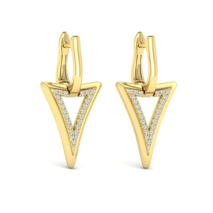 Vlora Miravel Diamond Open Double Trinity Huggie Earrings in 14K Yellow Gold