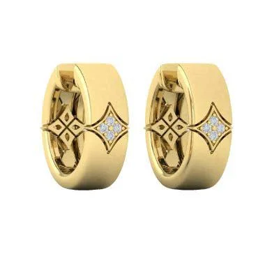 Vlora Estrella Diamond Cluster Star Huggie Earrings in 14K Yellow Gold