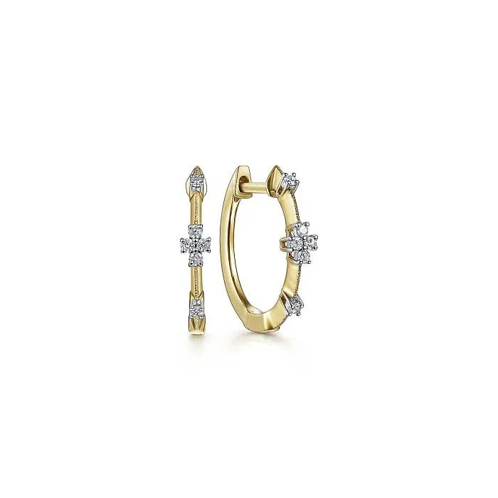 Gabriel & Co. Diamond Station Huggie Earrings in 14K Yellow Gold