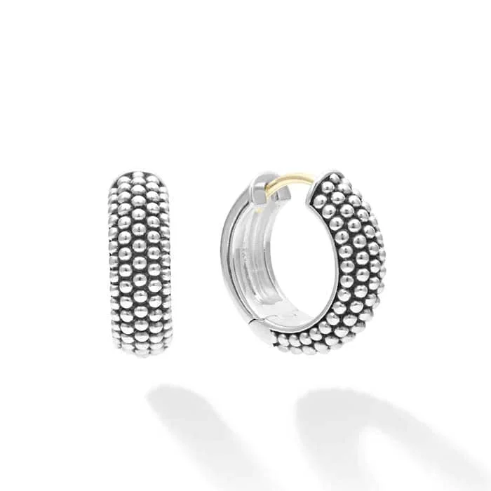 LAGOS Signature Caviar Huggie Earrings in Sterling Silver and 14K Yellow Gold