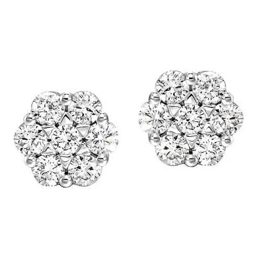 Mountz Collection 1/4CTW Diamond Bouquet Earrings in 14K White Gold