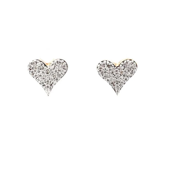 Mountz Collection Pavé Heart Earrings in 14K Yellow Gold