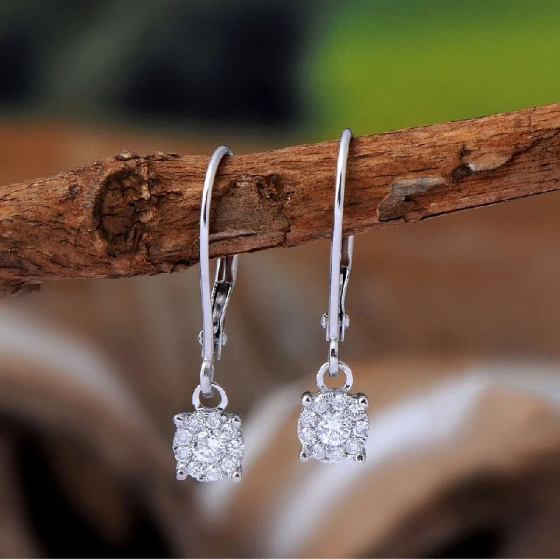 Certified 1/5ct TDW Composite Diamond Dangle Drop Earrings in 14k White Gold