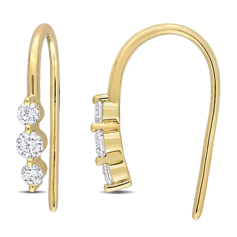 Created Forever 1/2ct TDW Lab-Grown Diamond Hook Earrings in 18k Yellow Micron Silver