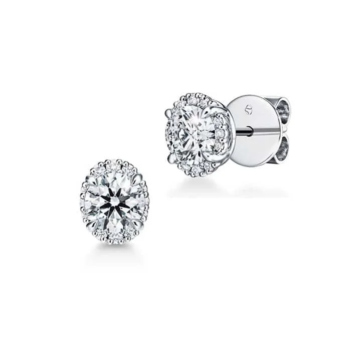 Hearts On Fire 1.05CTW Ellipse Diamond Earrings in 18K White Gold