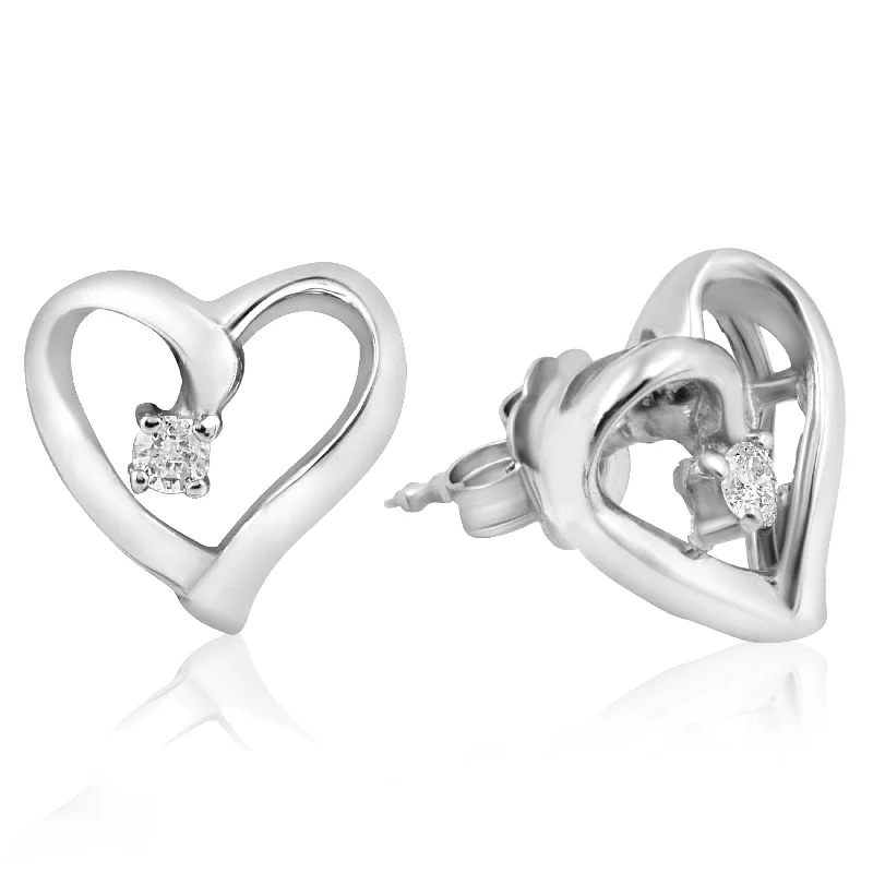 Diamond Heart Shape Earrings Gold