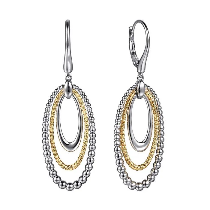 Gabriel & Co Bujukan Rope Drop Earrings in Sterling Silver and 14K Yellow Gold