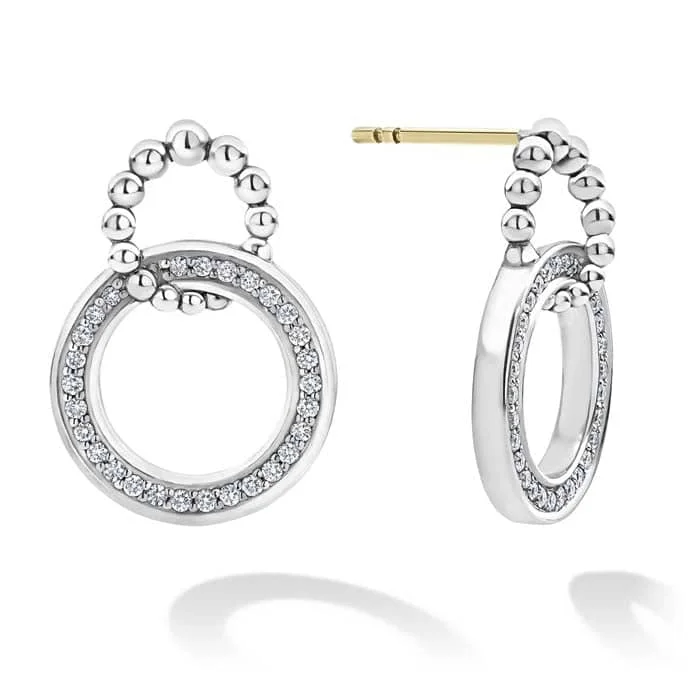 LAGOS Caviar Spark Double Circle Diamond Earrings in Sterling Silver