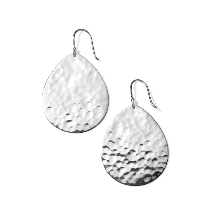 Ippolita Classico Crinkle Medium Teardrop Hammered Earrings in Sterling Silver