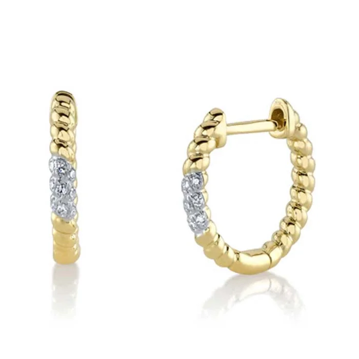 Shy Creation .04CTW Diamond Huggies in 14K Yellow Gold