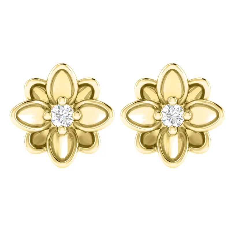 Gold Over Sterling Silver with Moissanite Flower Earring