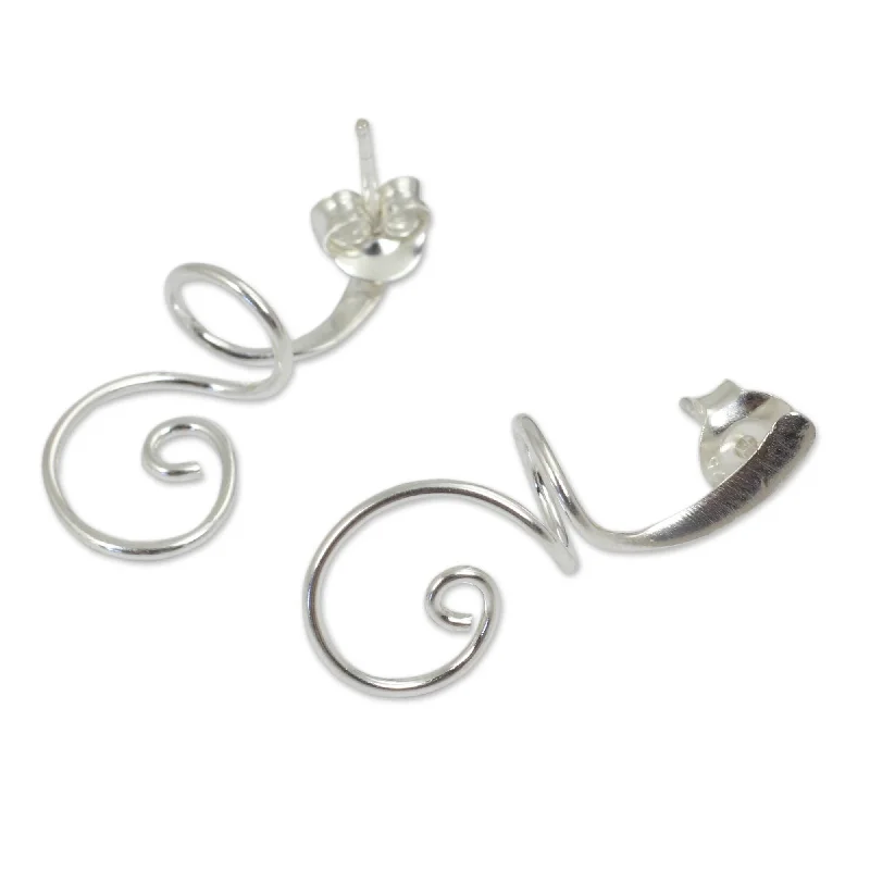 Handmade Sterling Silver Lovely Spiral Earrings (Thailand)